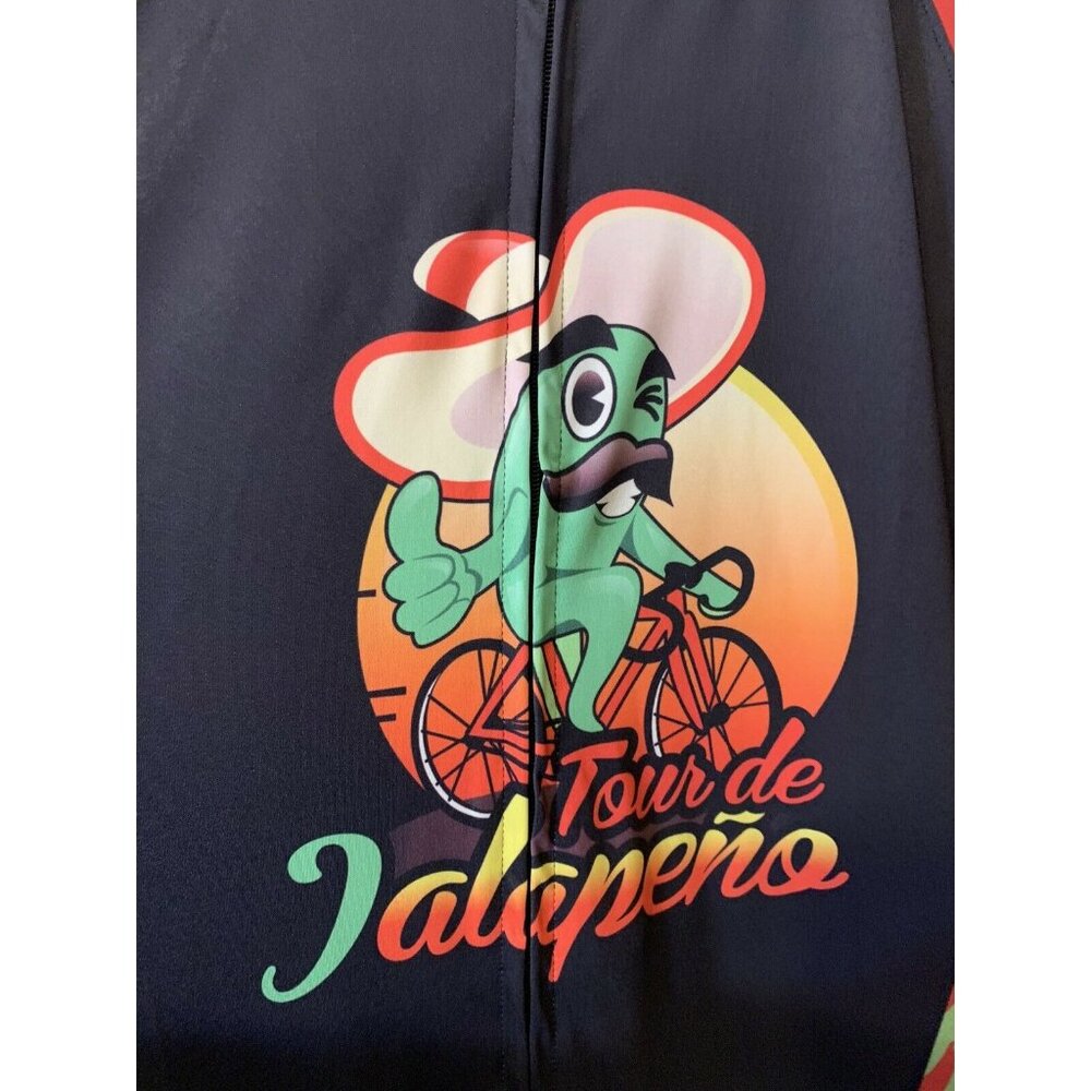Solwear Tour De Jalapeño Sz L Biking Jersey Red Black Full Zip‎